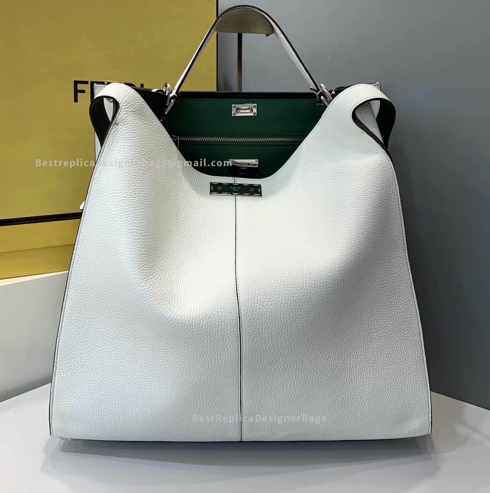 Fendi Peekaboo X-Lite Large White Leather Bag 653